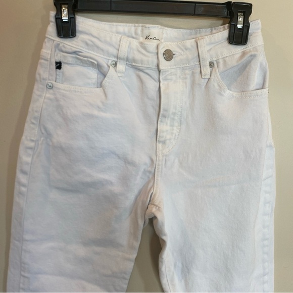 KanCan White Pants Raw Hem High Rise Womens 3/25 Straight Stretch cropped - Picture 2 of 6